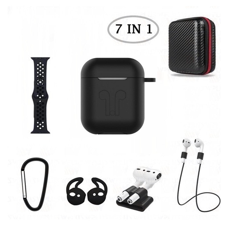 7 in 1 Silicone Case with Nike Sport Style Watch Band for AirPods 1 2 (1st 2nd Gen.) 7 in 1 Silicone Case with Nike Sport Style Watch Band for AirPods 1 2 (1st 2nd Gen.)